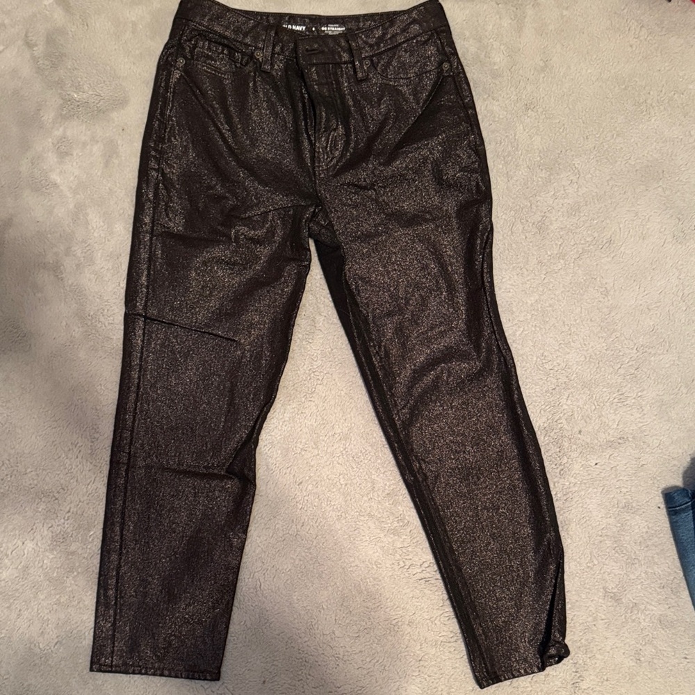Old Navy Women's Black Shimmer Ankle Jeans